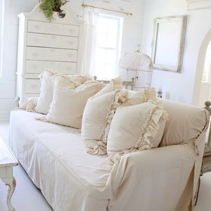 Off - White Straight Couch Cover - fits most.